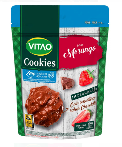 VITAO COOKIES ZERO C/COBERTURA MORANGO