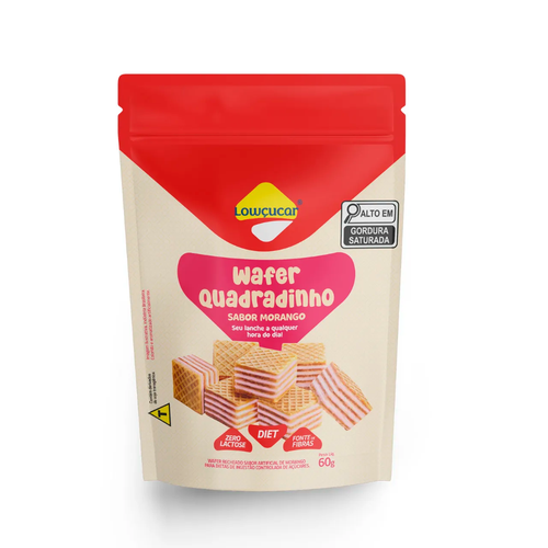 WAFER LOWCUCAR QUADRADINHO MORANGO