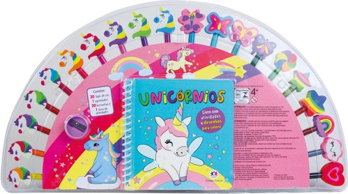 KIT 20 LAPIS DE COR UNICORNIOS